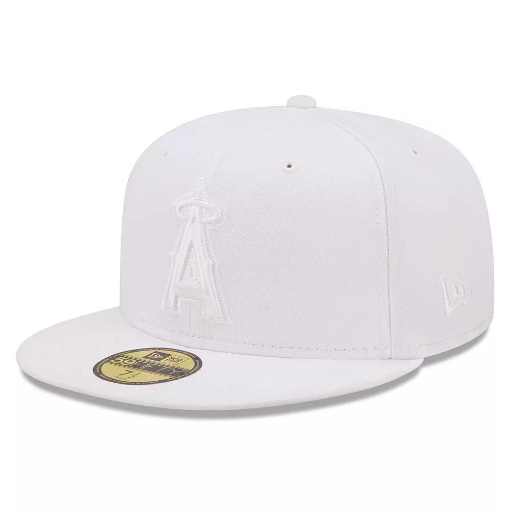 Men's New Era Los Angeles Angels White on White 59FIFTY Fitted Hat, Size: 7 3/8 Product Image