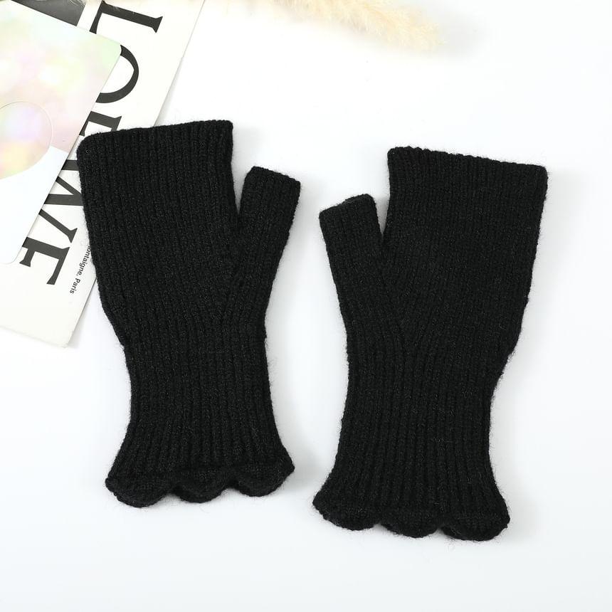 Ribbed Knit Fingerless Gloves Product Image