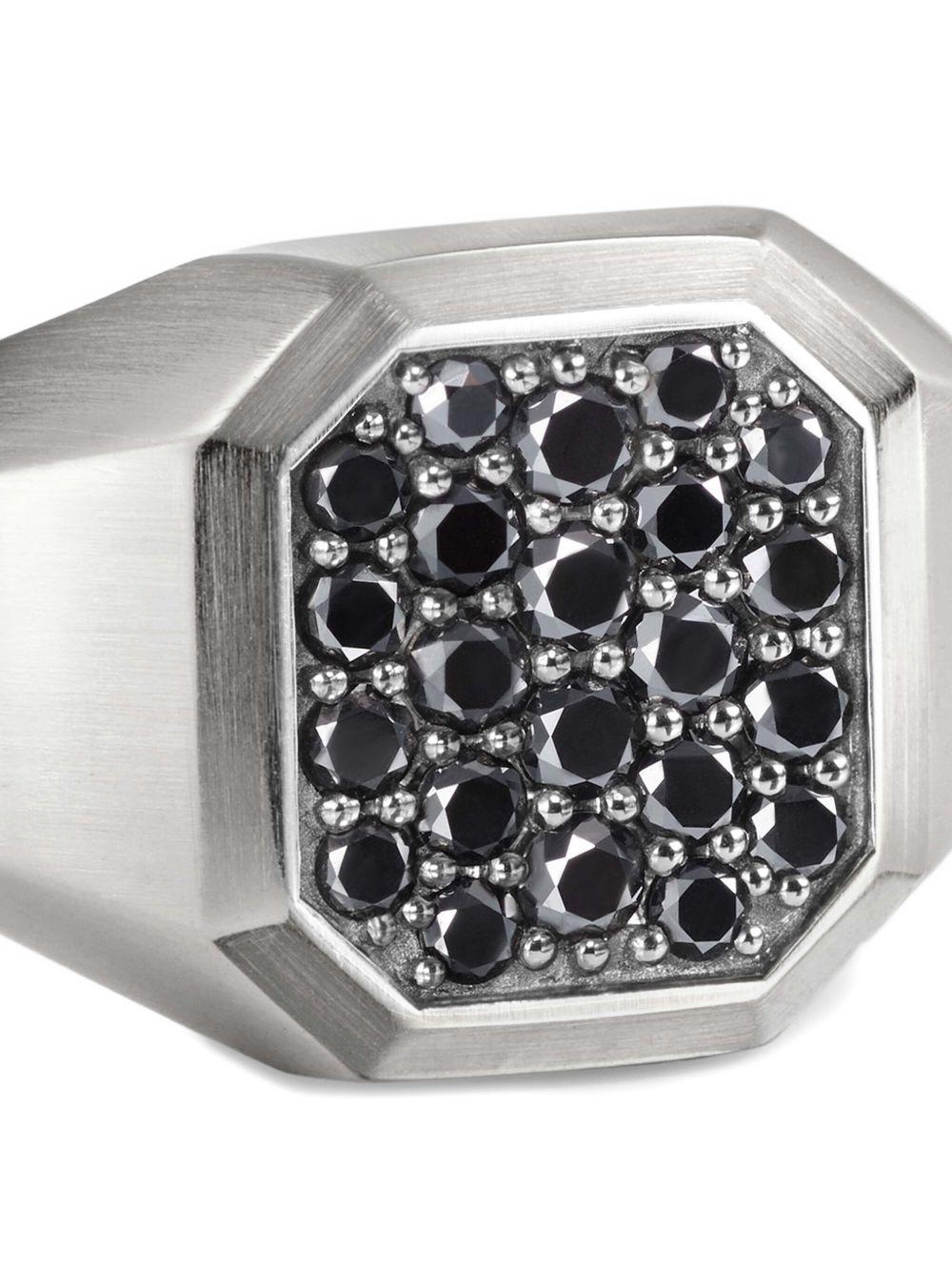 sterling silver Streamline diamond signet ring (14mm) Product Image