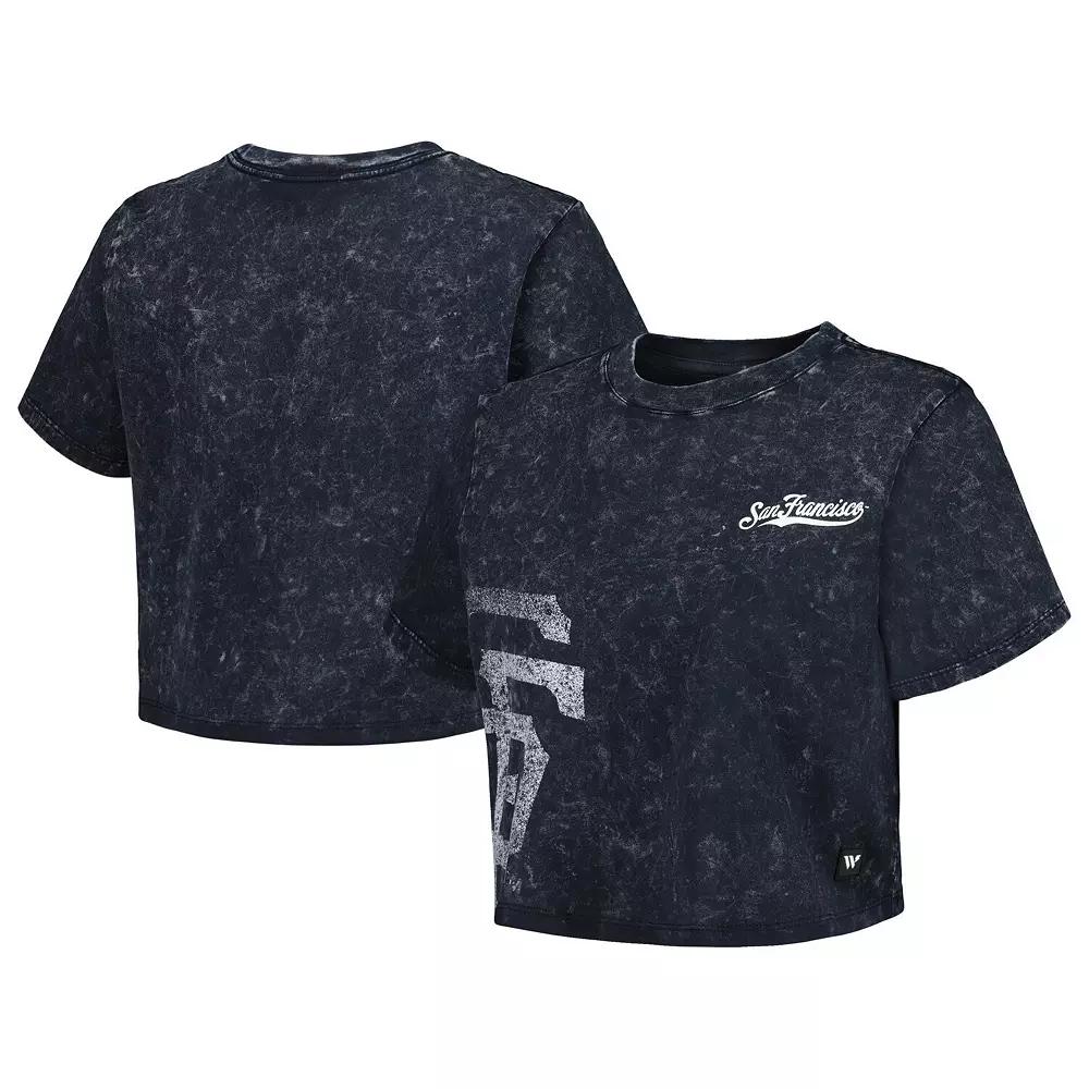 Women's The Wild Collective Black San Francisco Giants Cropped T-Shirt, Size: Large Product Image