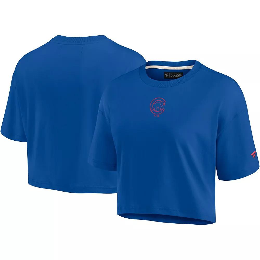 Women's Fanatics Signature Royal Chicago Cubs Super Soft Short Sleeve Cropped T-Shirt,  Product Image