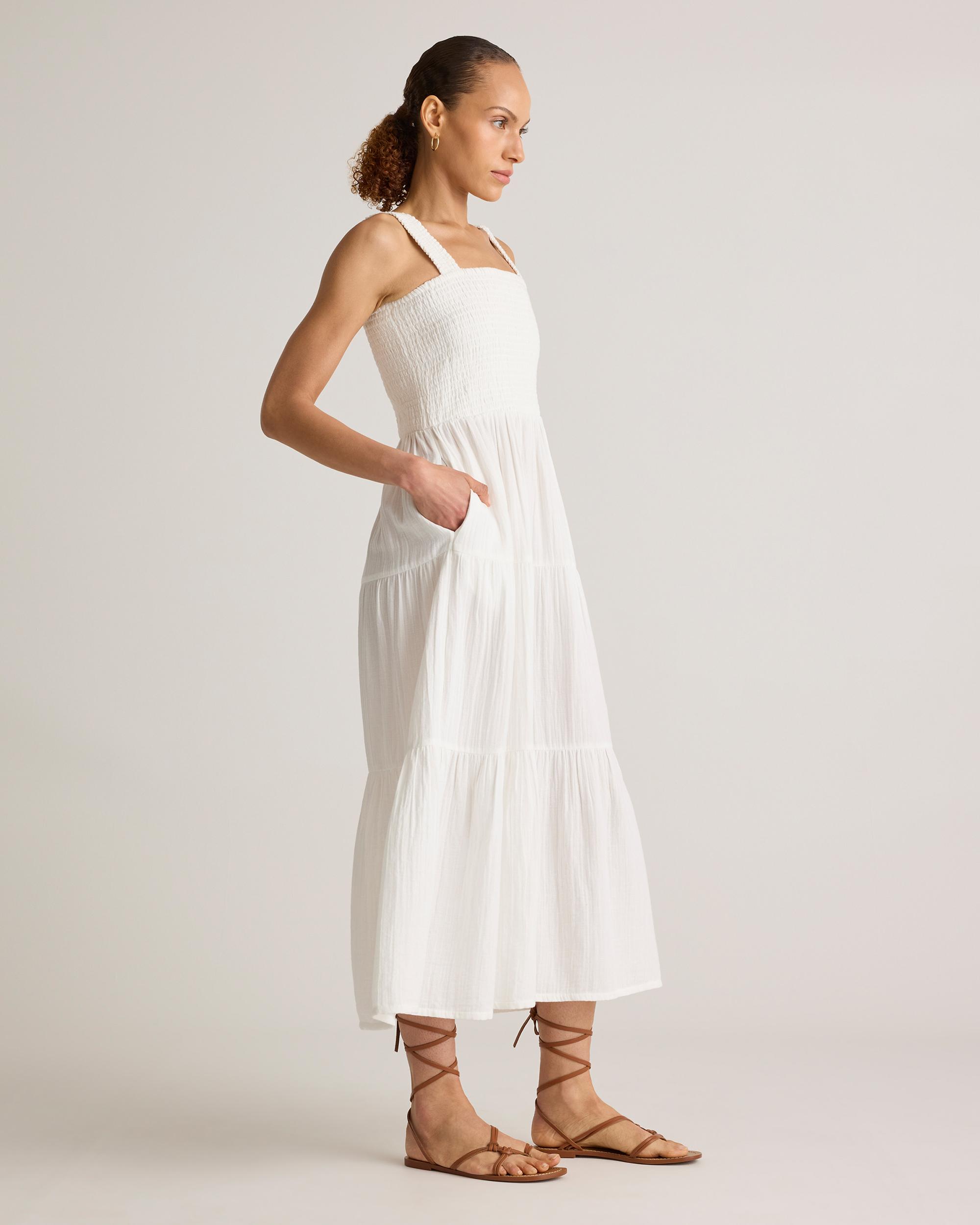 Quince | Women's Gauze Smocked Sleeveless Maxi Dress Organic Cotton Product Image