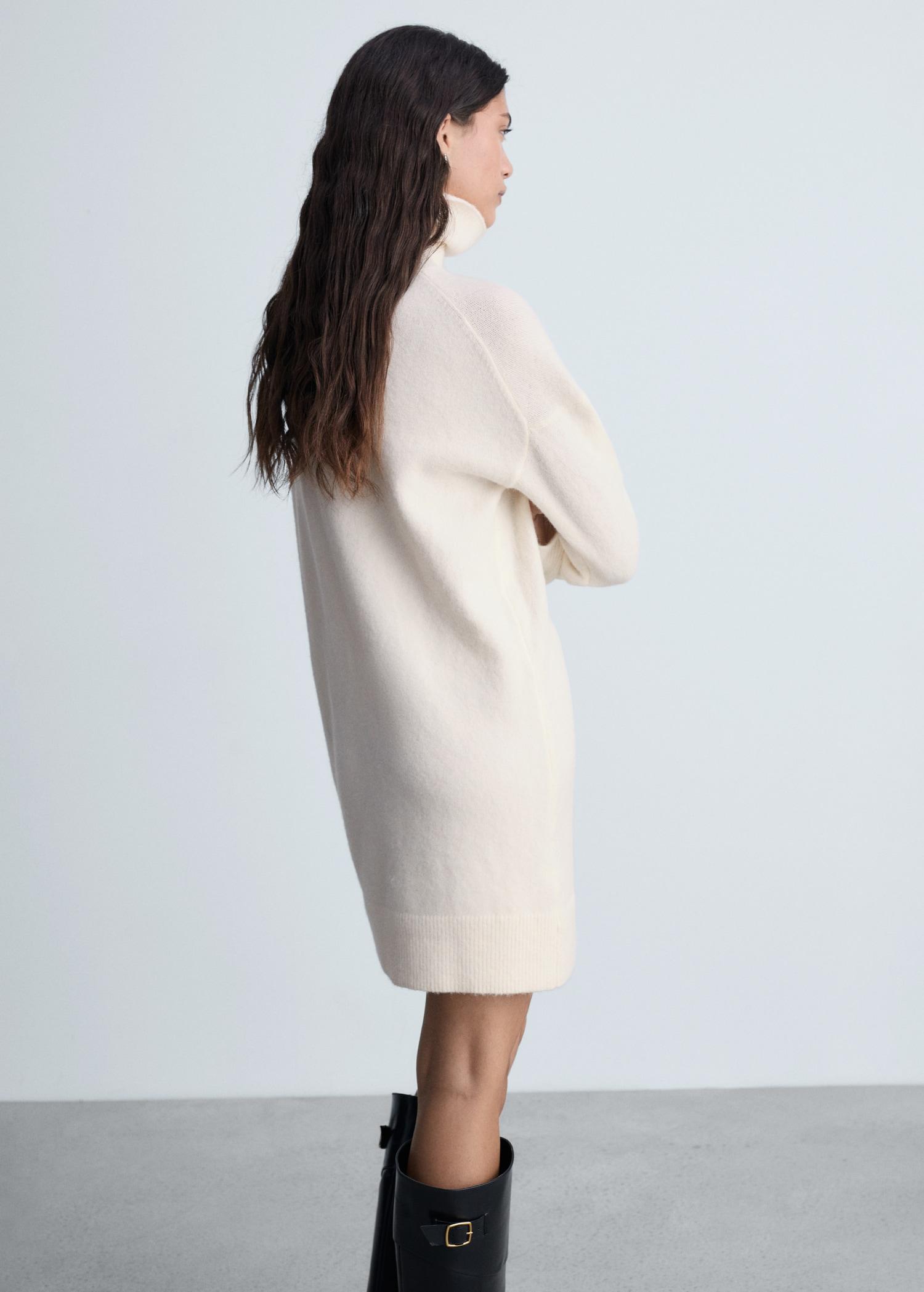 Short knitted turtleneck dress - Women | MANGO USA Product Image