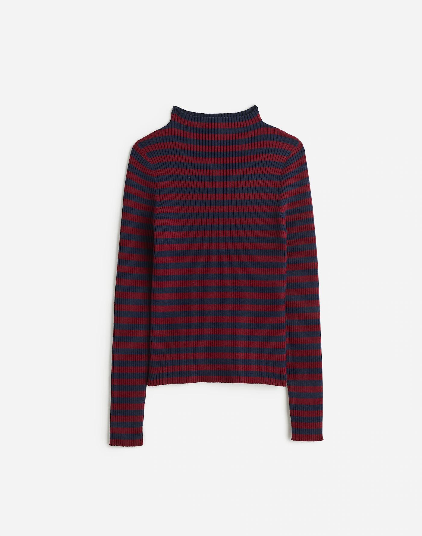 Cotton Mockneck Sweater in Stripe Product Image