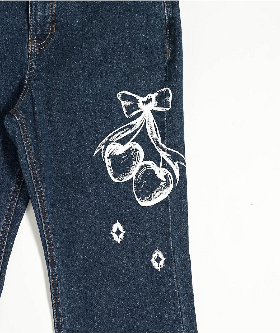 Empyre Glimmer Evening Dark Blue Mid Rise Flare Jeans Product Image