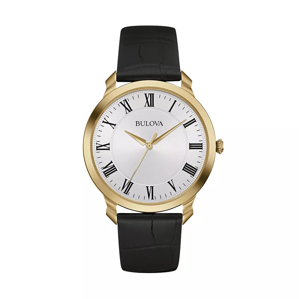 Bulova Mens Classic Leather Watch - 97A123, Black Product Image