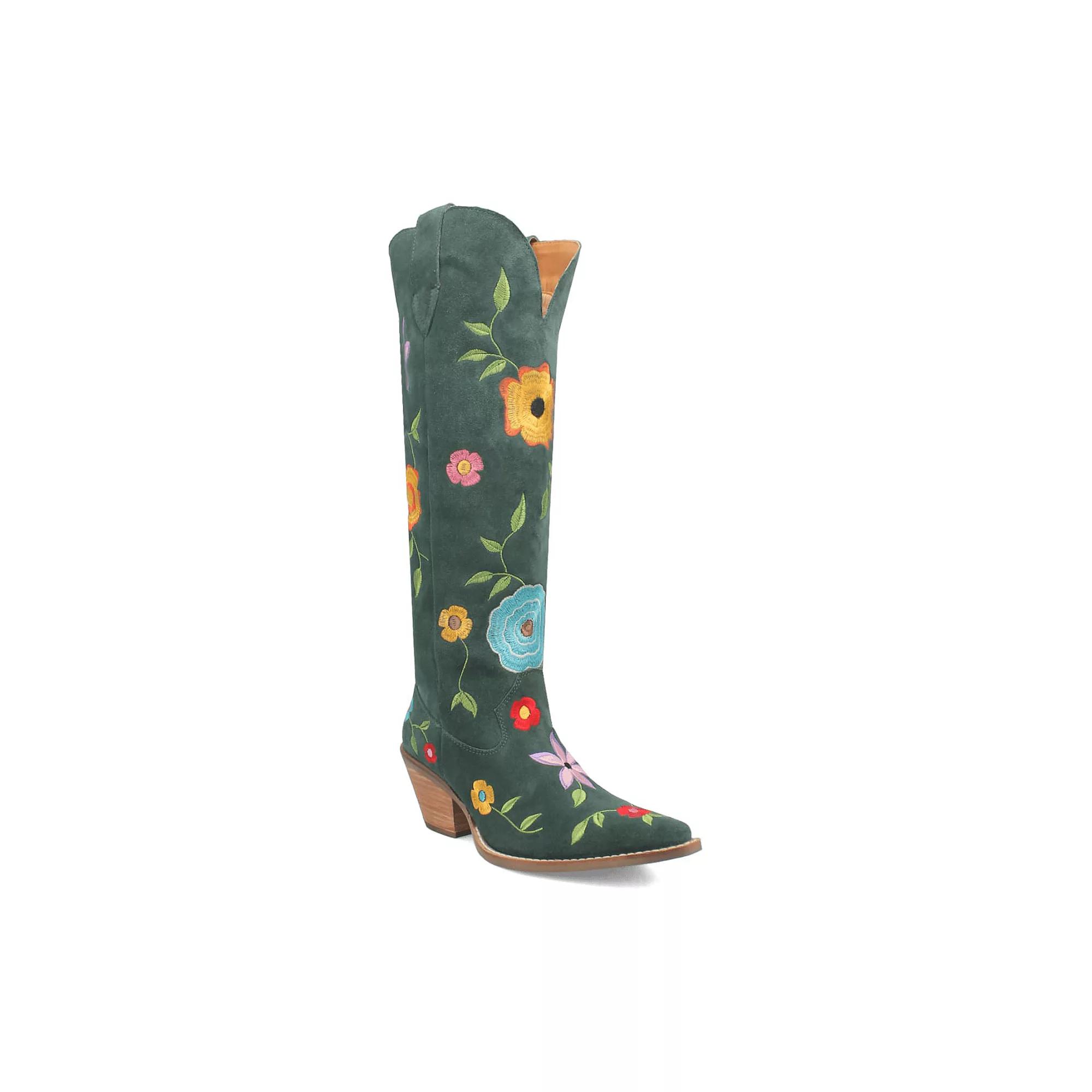 Dingo Flower Power Women's Suede Boots, Size: 8.5, Green Product Image
