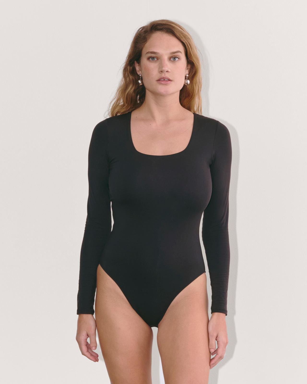 Womens Long-Sleeve Supima Square-Neck Bodysuit by Everlane Product Image