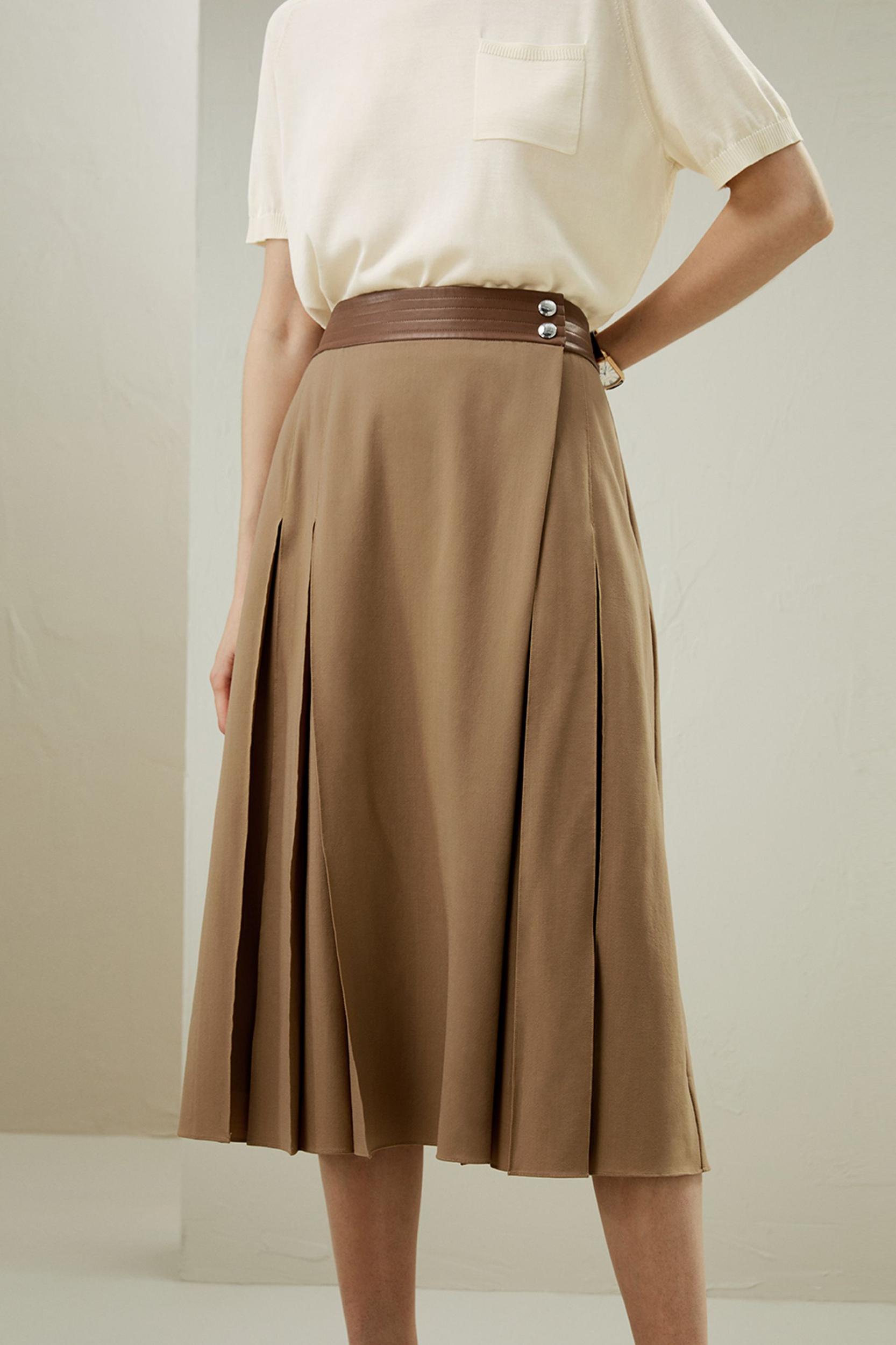 Merino Wool Wrap Midi Skirt Product Image