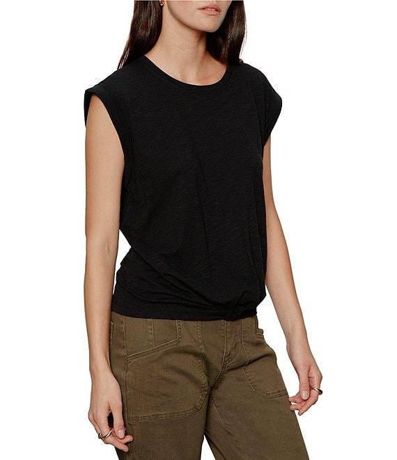 Sanctuary Knotted Crew Neck Muscle Sleeve Slub Jersey Tee Product Image