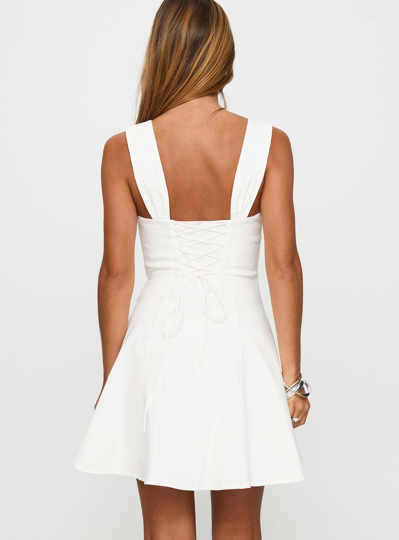 Honey Suckle Tie Up Mini Dress White Product Image