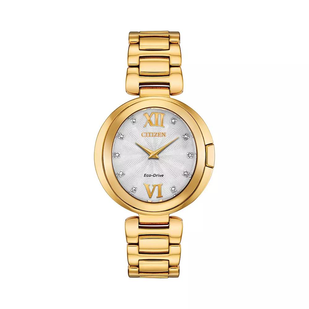 Citizen Eco-Drive Womens Capella Crystal Accent Gold Tone Stainless Steel Watch - EX1512-53A Product Image