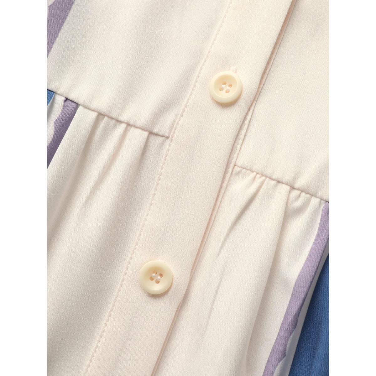 Plus Size Shirt Collar Contrast Striped Sleeveless Midi Dress LightBlue Women At the Office Contrast Shirt collar Sleeveless Curvy BloomChic 10/M Product Image