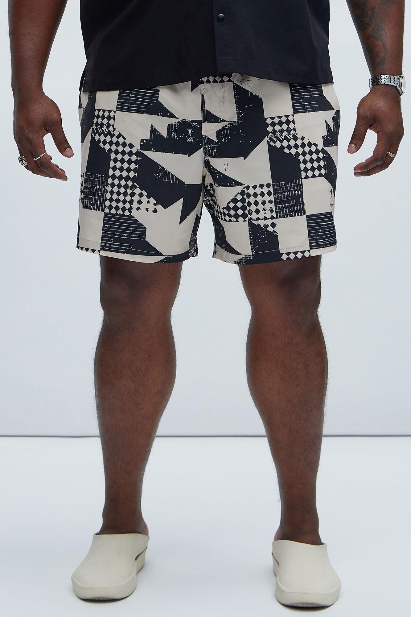 Fuller Geometric Swim Classic Trunk - Black/combo Product Image