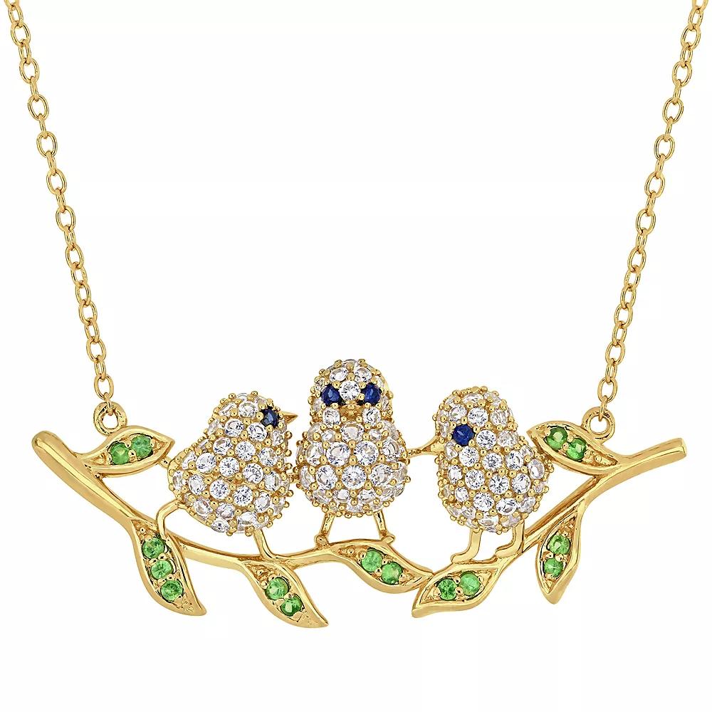 Stella Grace 1 2/5 Carat T.W. Lab-Created White Sapphire & Tsavorite Chick Necklace, Womens Gold Tone Product Image