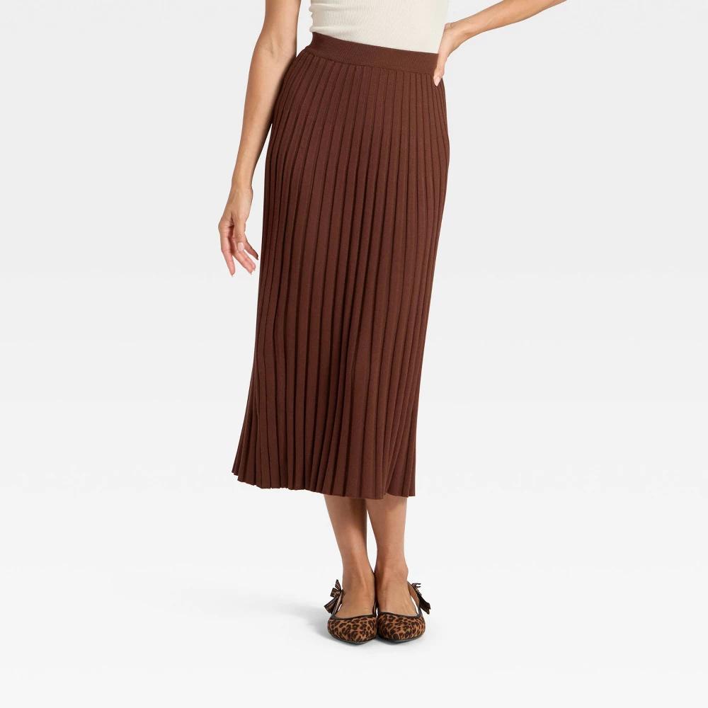 Women's Ribbed Mini Sweater Skirt - A New Day™ Maroon 4X Product Image
