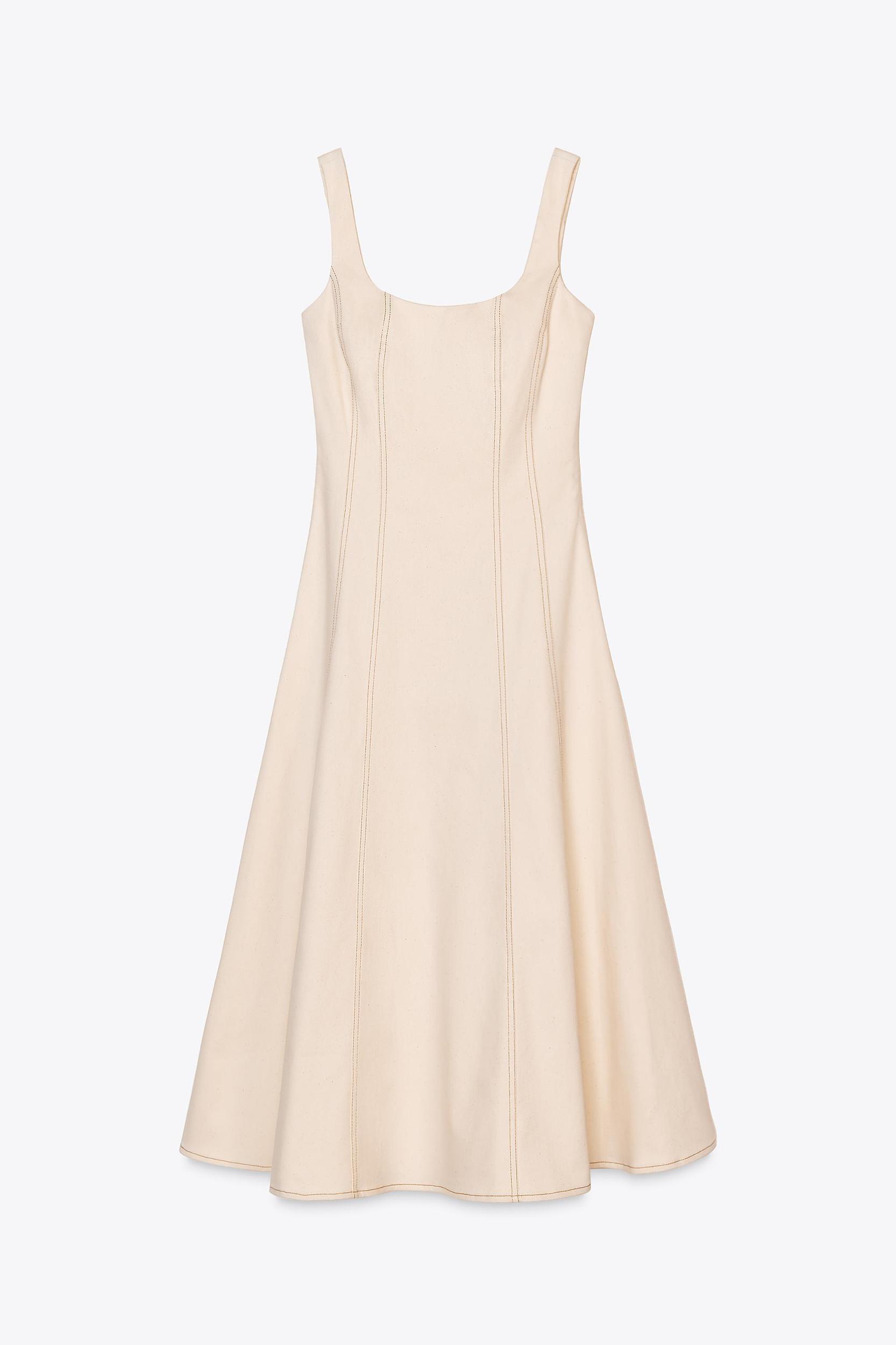 TOPSTITCHED MIDI DRESS Product Image