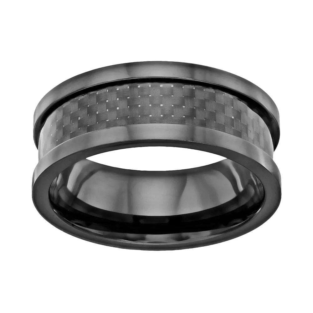 Men's Black Ceramic & Carbon Fiber Band, Size: 12 Product Image