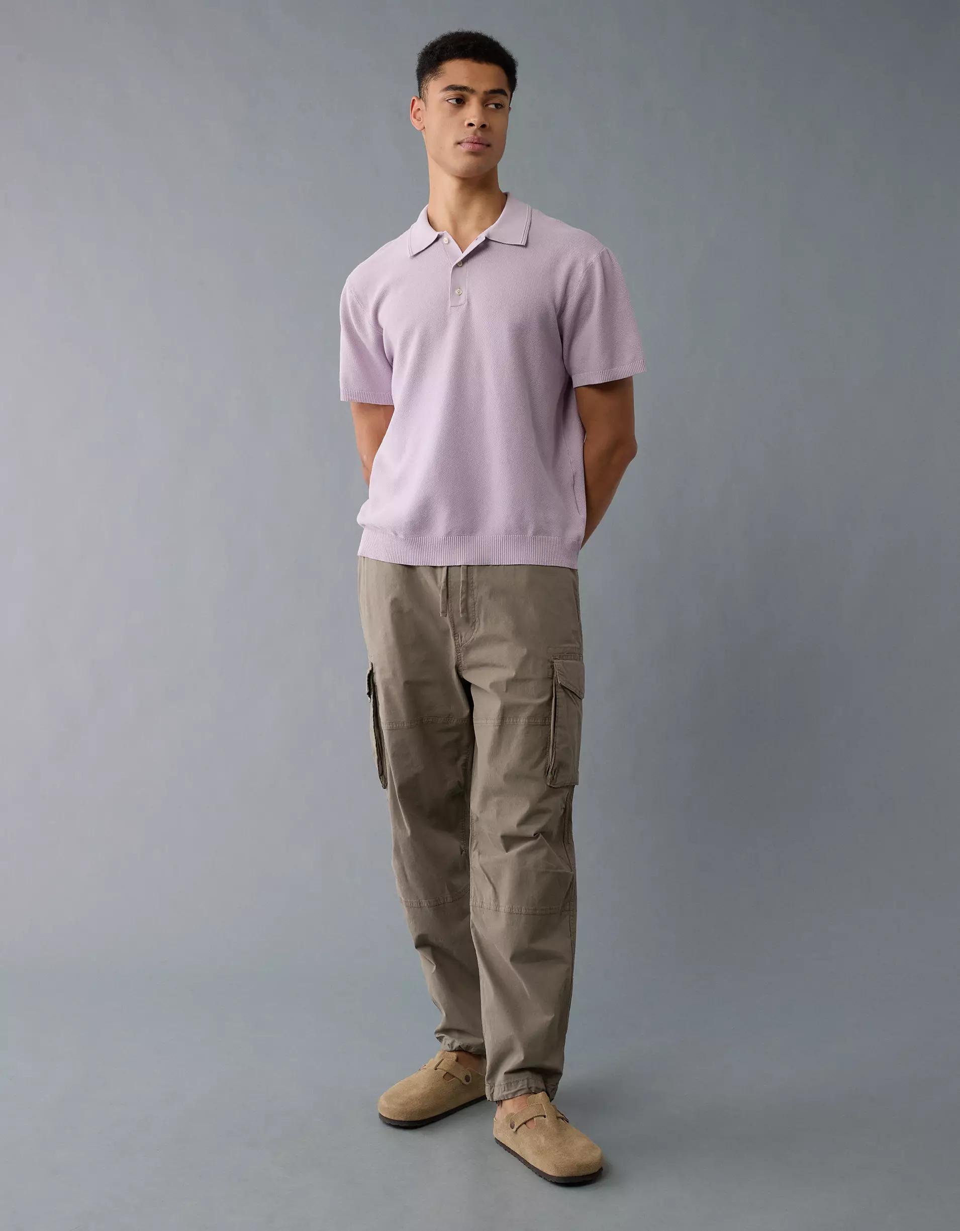 AE Weekend Washed Sweater Polo Shirt Product Image