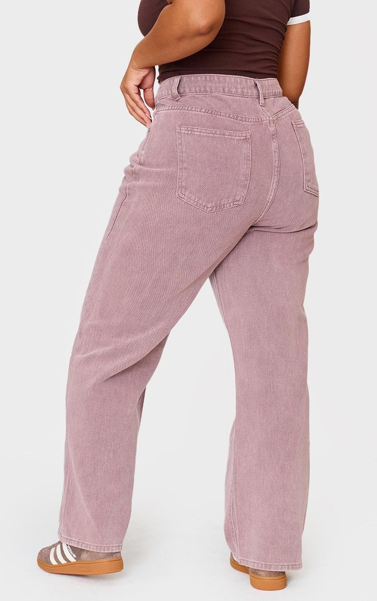 Plus Dark Mauve Washed High Waist Straight Leg Jeans Product Image