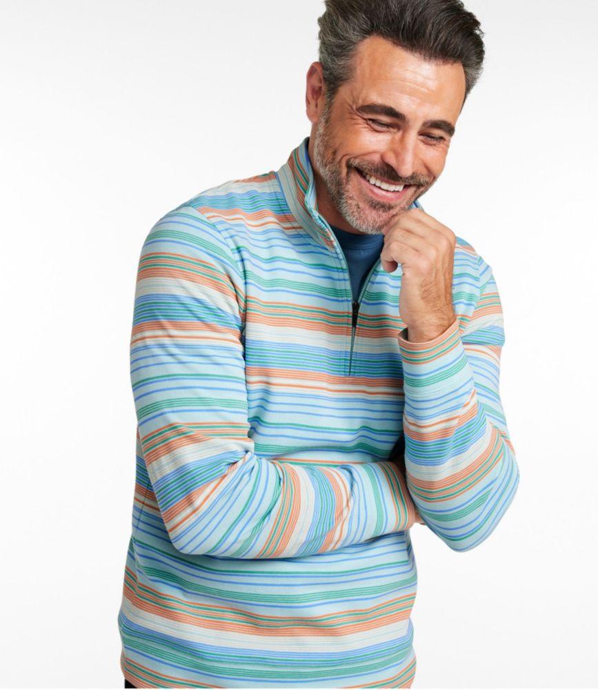 Men's Comfort Stretch Performance® Piqué, Quarter-Zip Pullover, Stripe Product Image