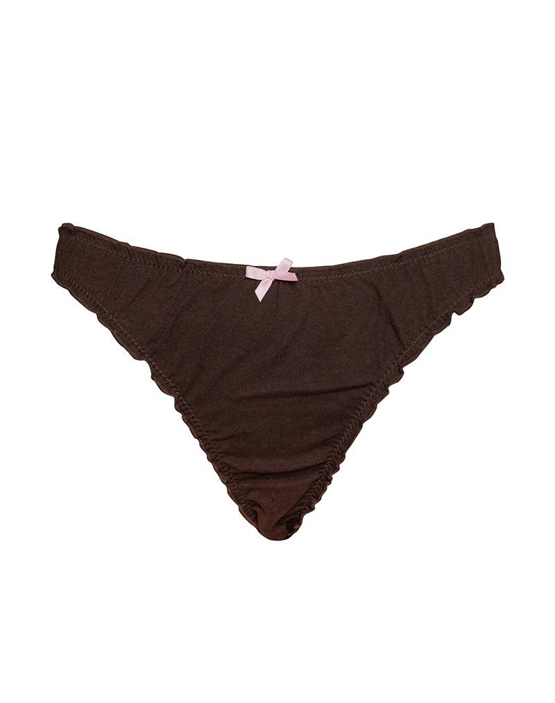 Adrienne Thong in Jersey Chocolate with Pink Bow Female Product Image