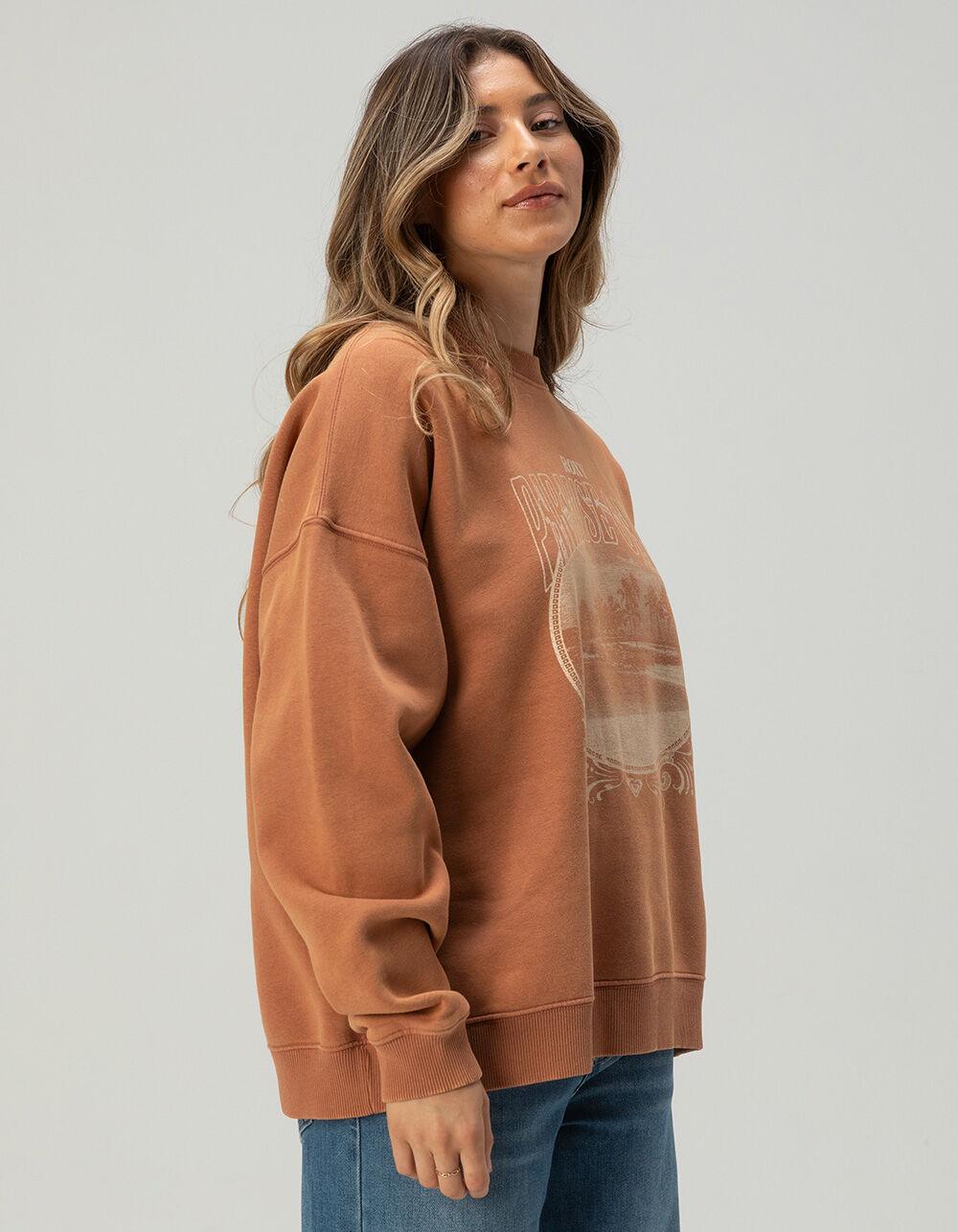 ROXY Lineup Womens Oversized Crewneck Sweatshirt - BROWN Product Image