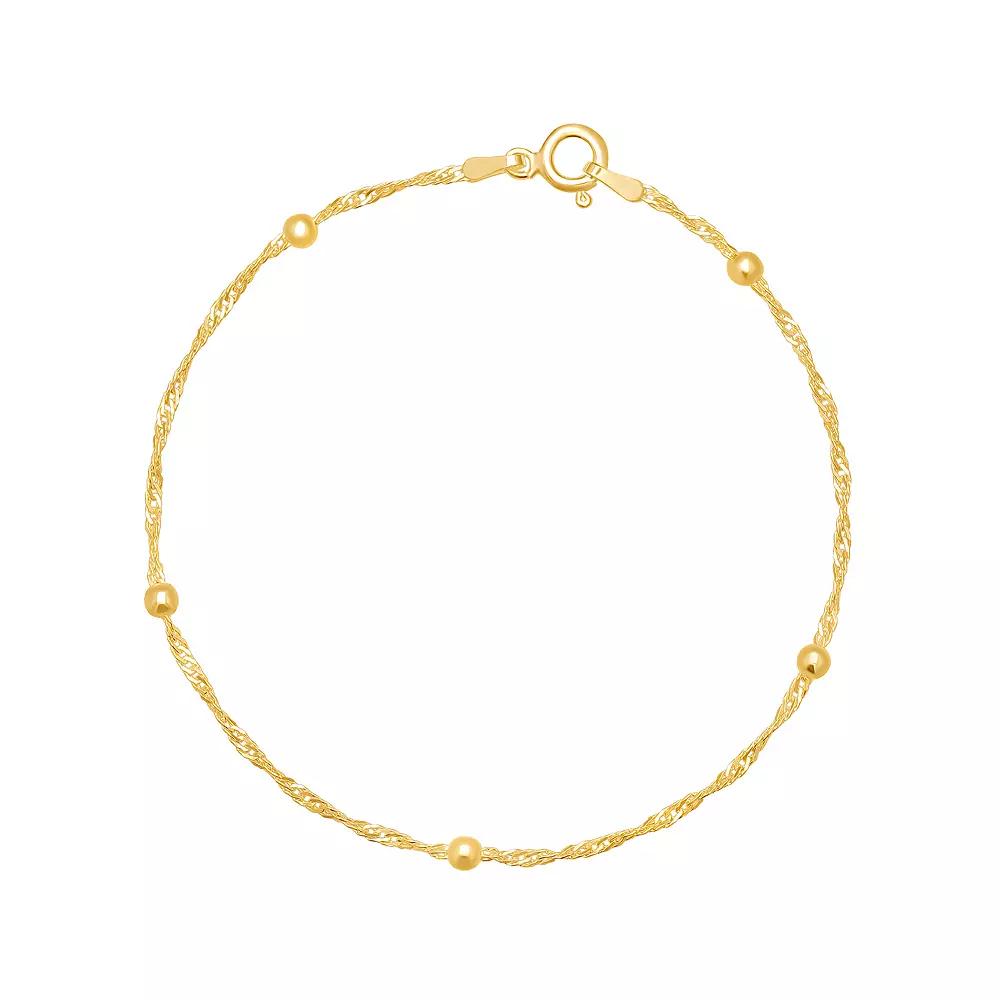 PRIMROSE 18k Gold Over Silver Beaded Chain Bracelet, Women's, Size: 7.5", Gold Over Sterling Product Image
