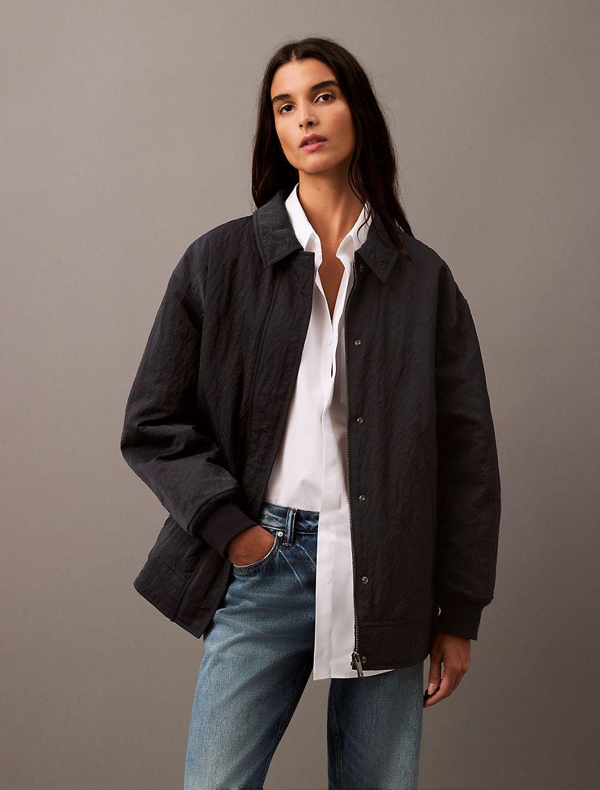 Crushed Nylon Bomber Jacket Product Image