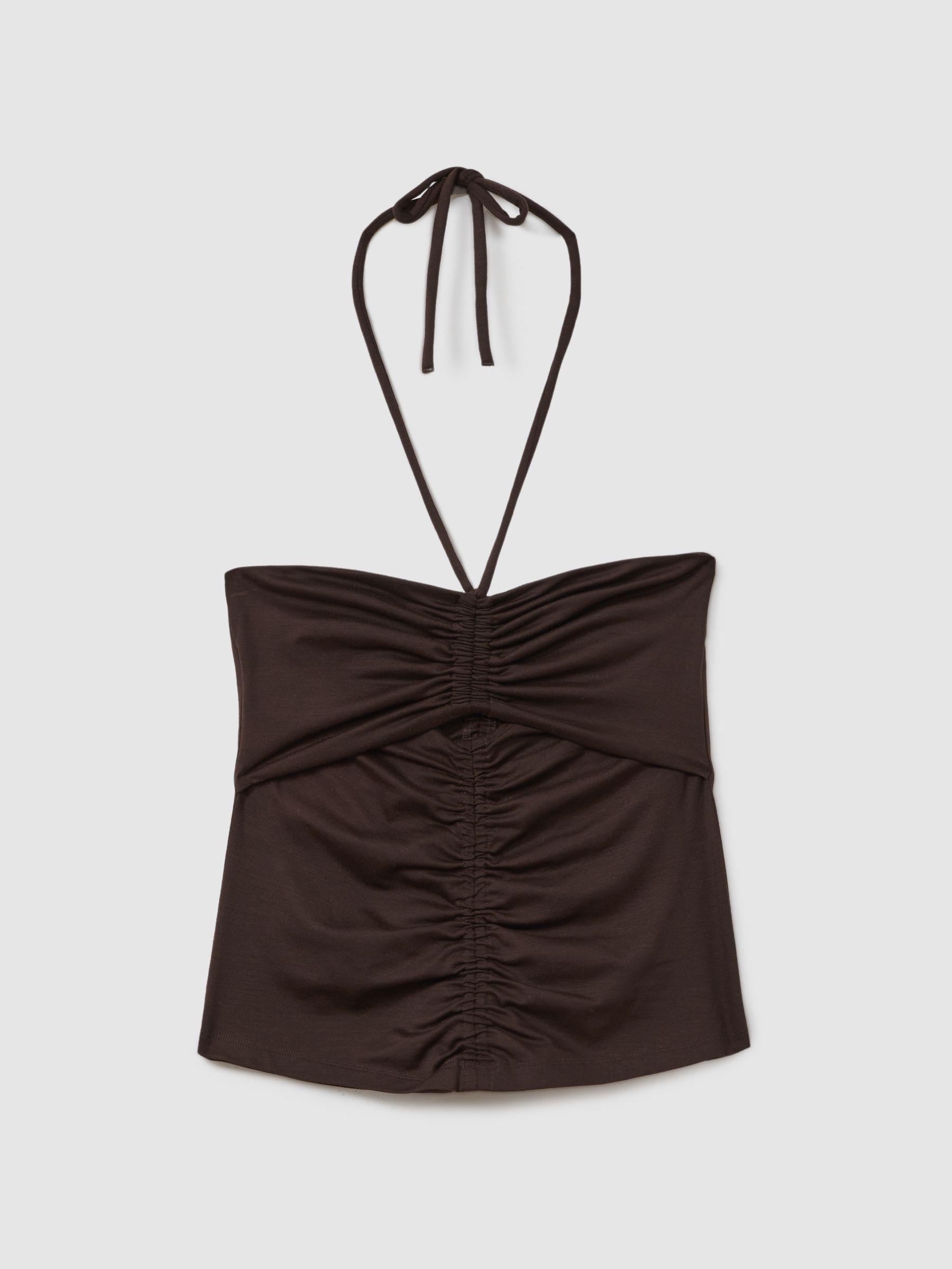 Solare Chocolate Ruched Halterneck Top Product Image