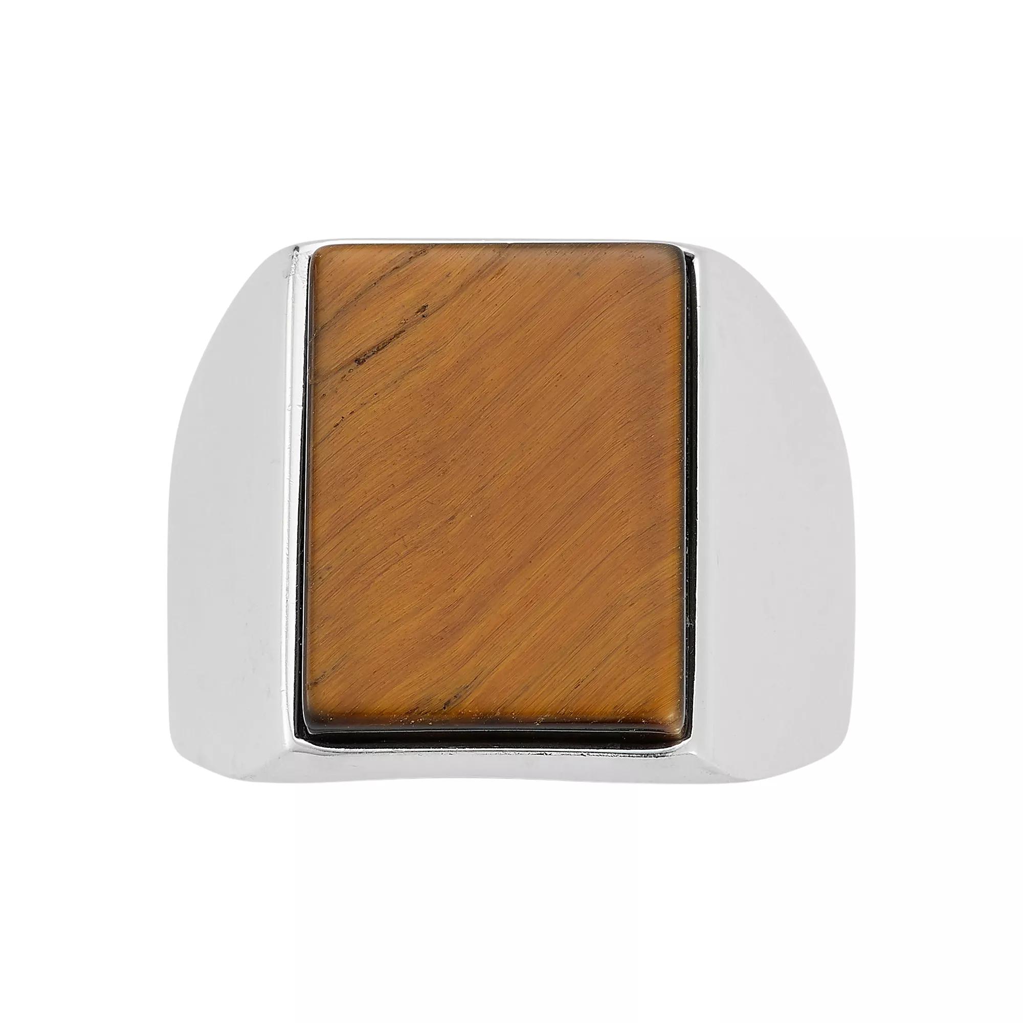 Men's Menster Sterling Silver Simulated Tiger's Eye Square Signet Ring, Size: 9 Product Image