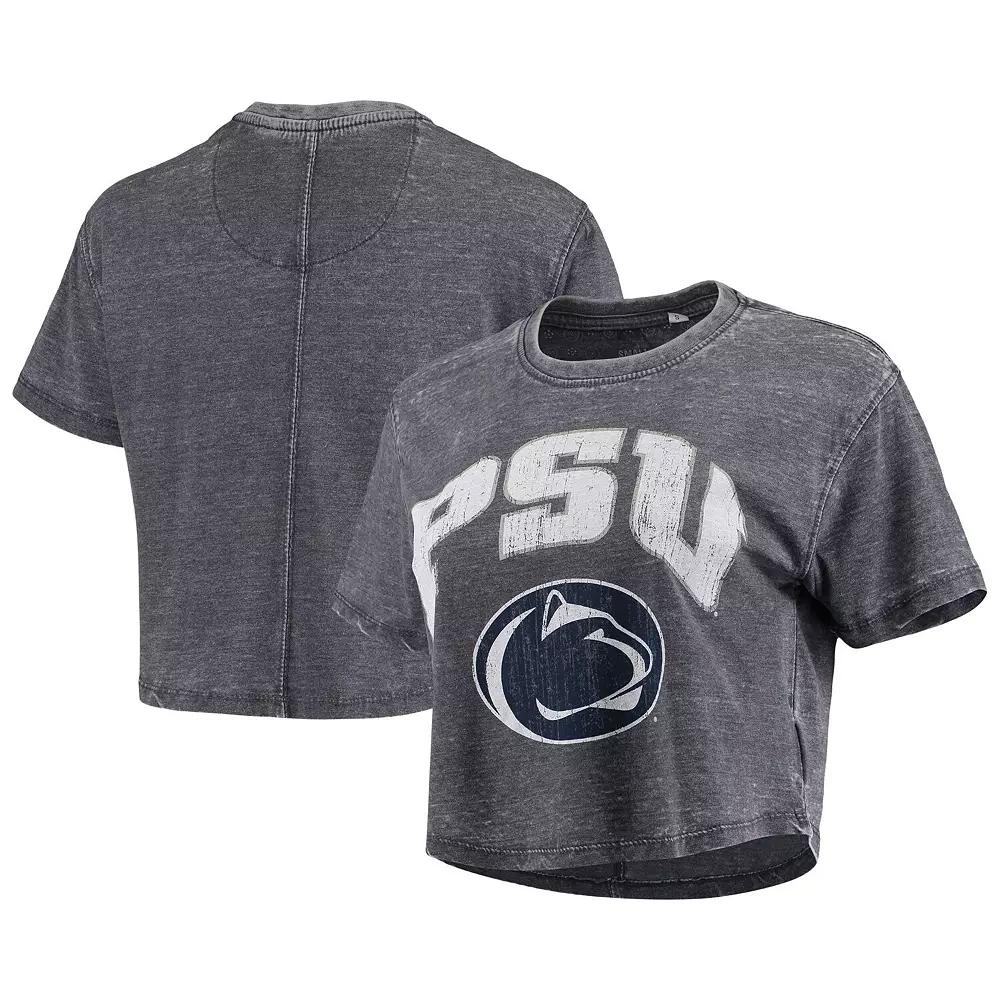 Women's Pressbox Navy Penn State Nittany Lions Edith Vintage Burnout Crop T-Shirt,  Product Image