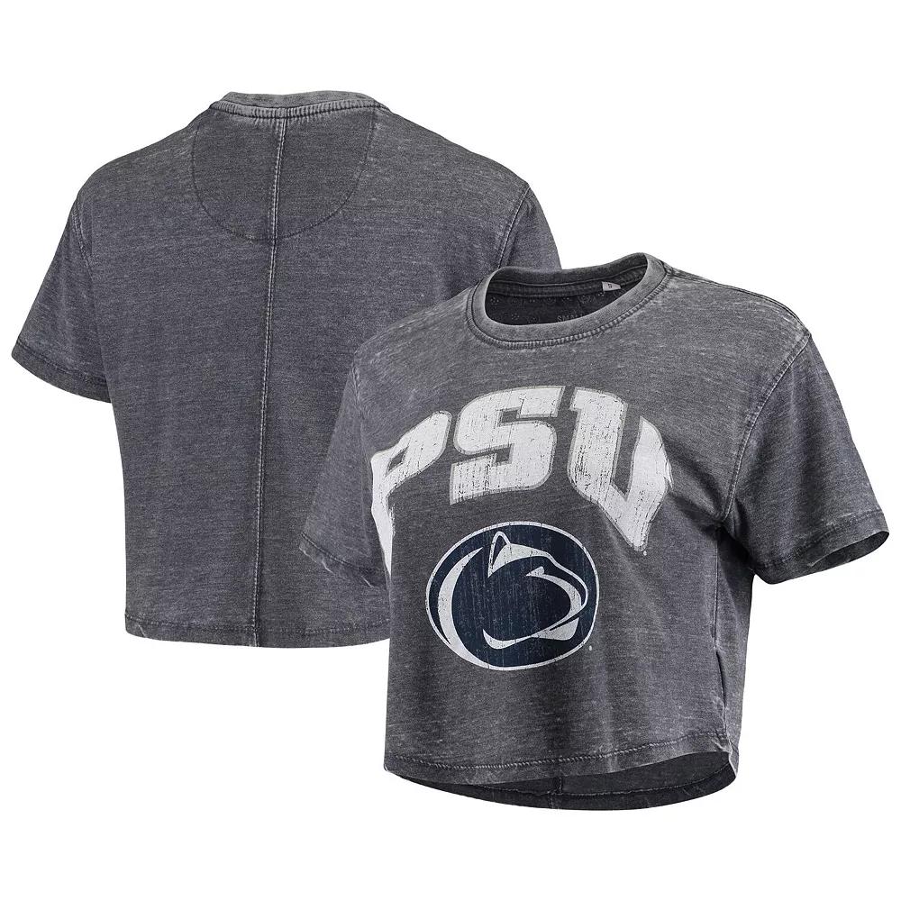 Women's Pressbox Navy Penn State Nittany Lions Edith Vintage Burnout Crop T-Shirt,  Product Image