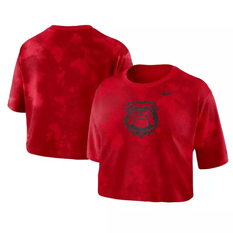 Women's Nike Red Georgia Bulldogs Tie-Dye Cropped T-Shirt, Size: XS Product Image
