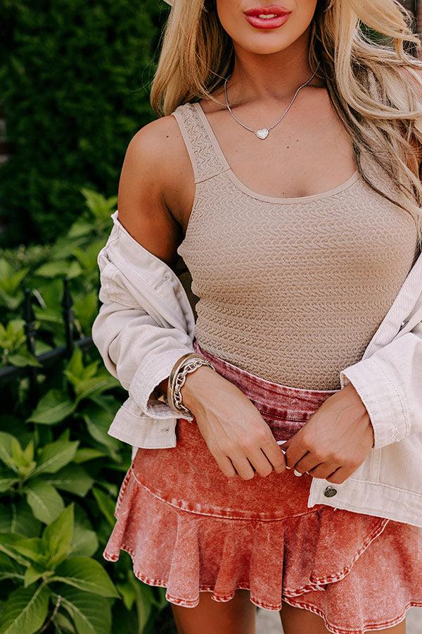 Life Of The Party Knit Bodysuit in Khaki Product Image