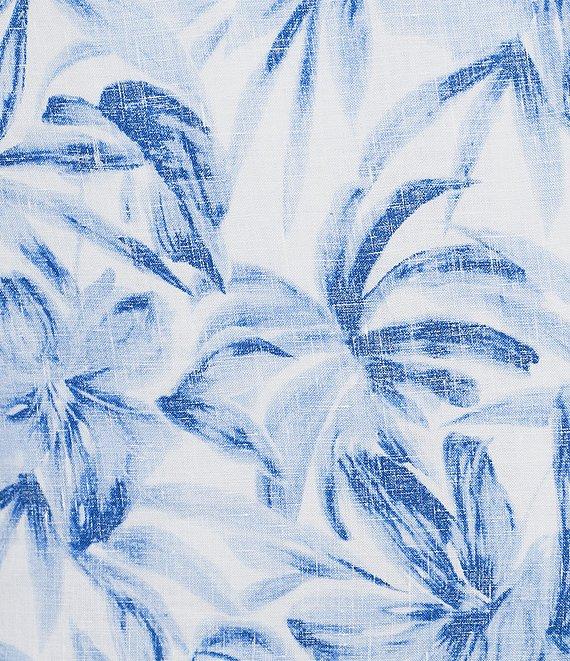 Tommy Bahama Bravo Blooms Linen Split Ruffle Neckline Sleeveless Shirt Dress Product Image