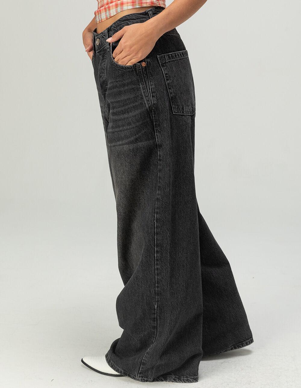 BDG Urban Outfitters Anika Ultra-Wide Leg Womens Low Rise Jeans - WASHED BLACK Product Image