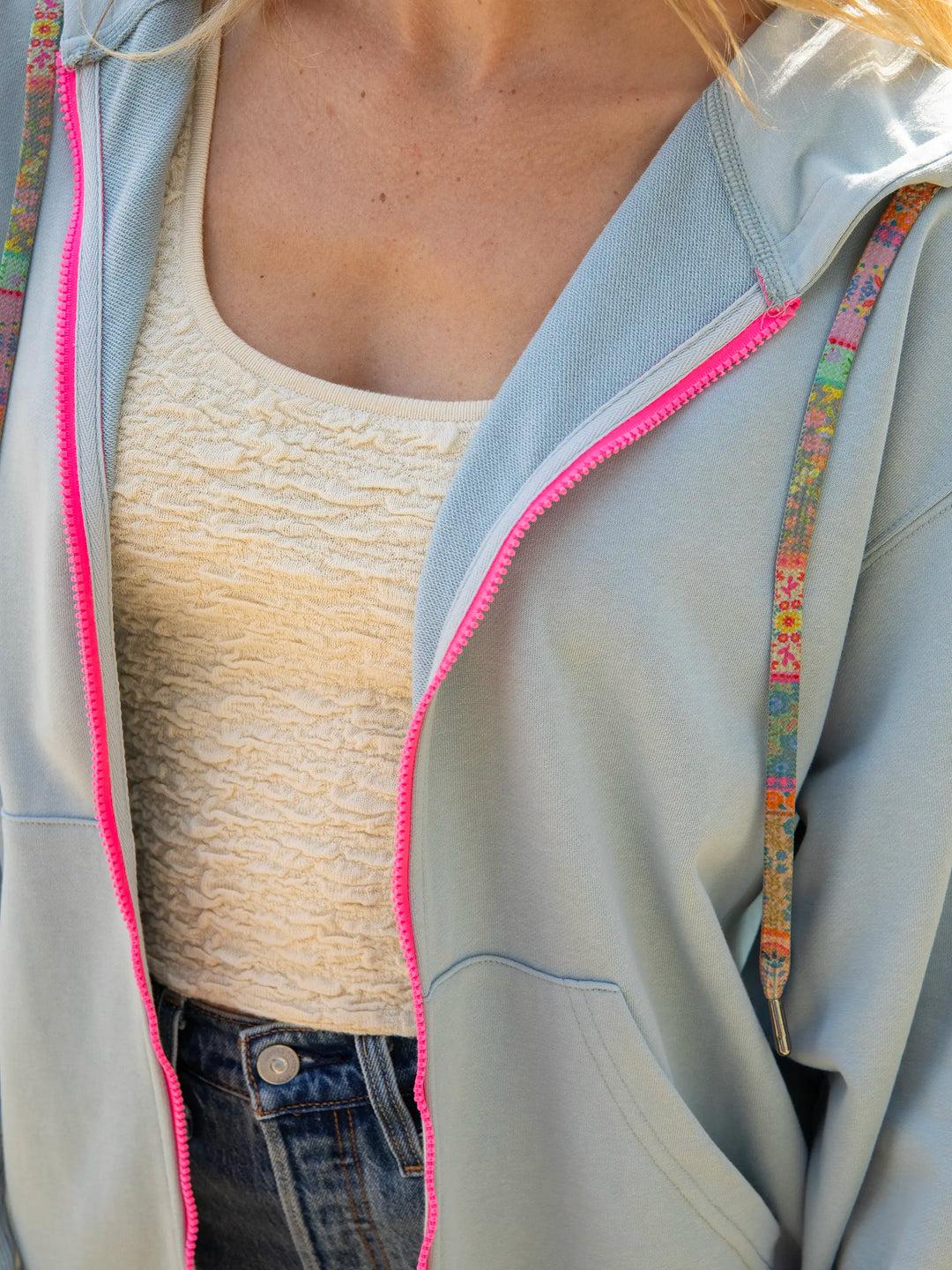 Applique Zip-Up Hoodie - Bay Peace Sign Product Image