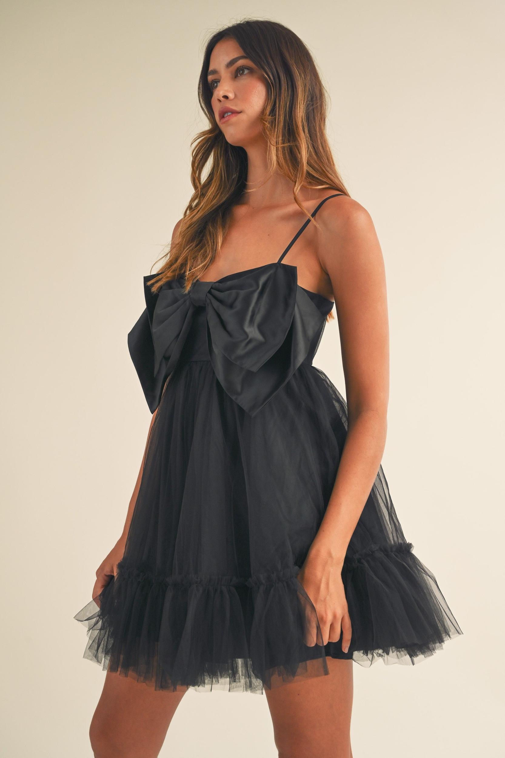 Front Bow Babydoll Mini Dress Product Image