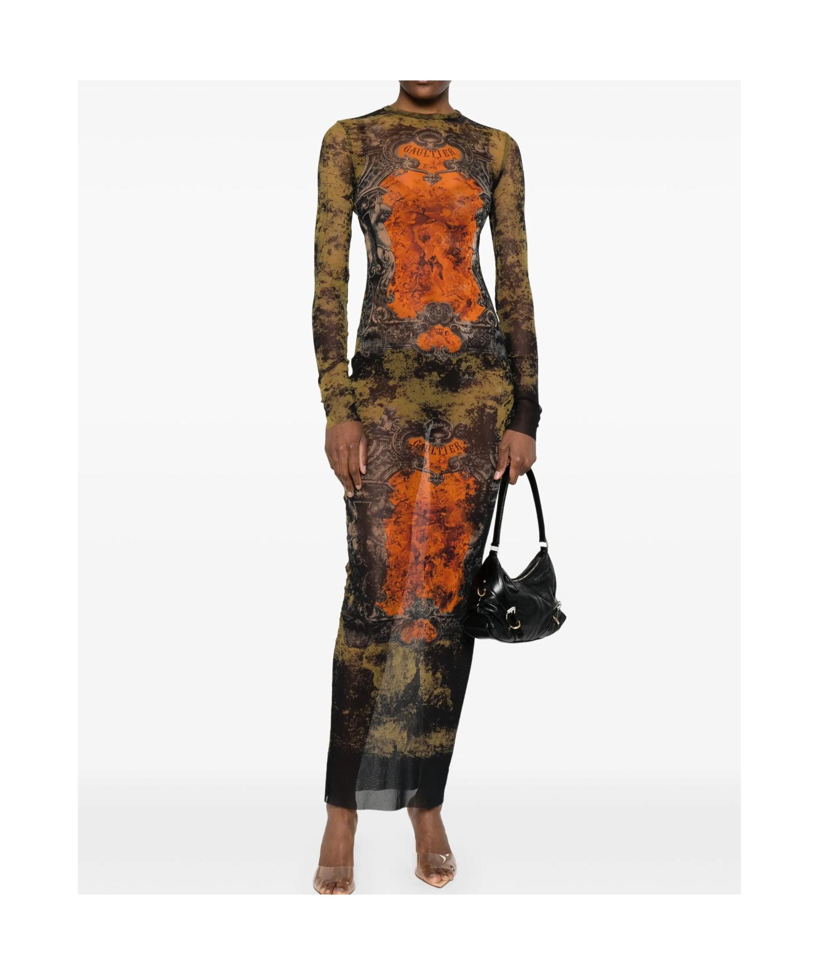 JEAN PAUL GAULTIER Graphic Print Full-length Dress With Long Sleeves In Black Product Image