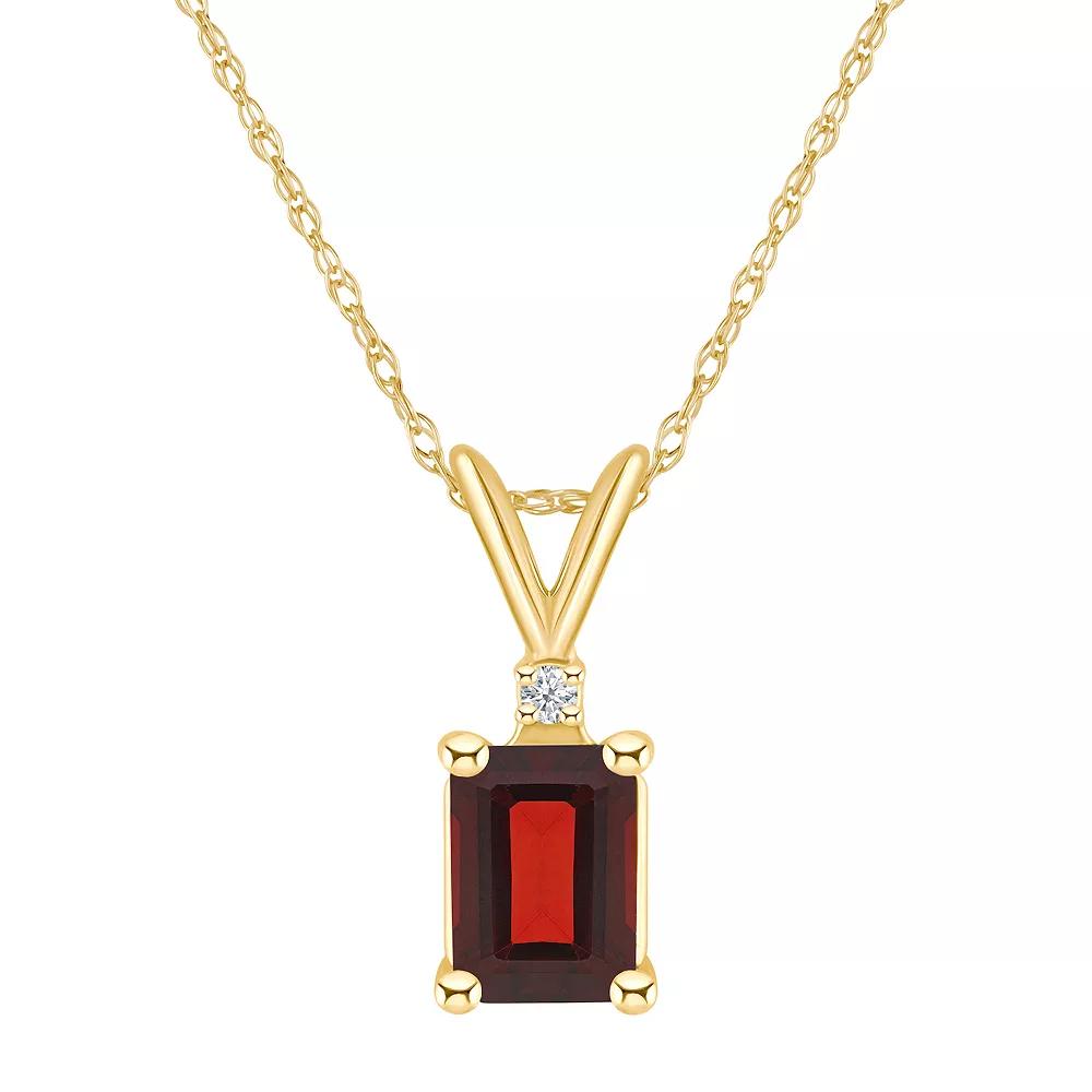 Celebration Gems 14k Gold Emerald Cut Garnet & Diamond Accent Pendant Necklace, Women's, Size: 18", 14k Whgold Product Image