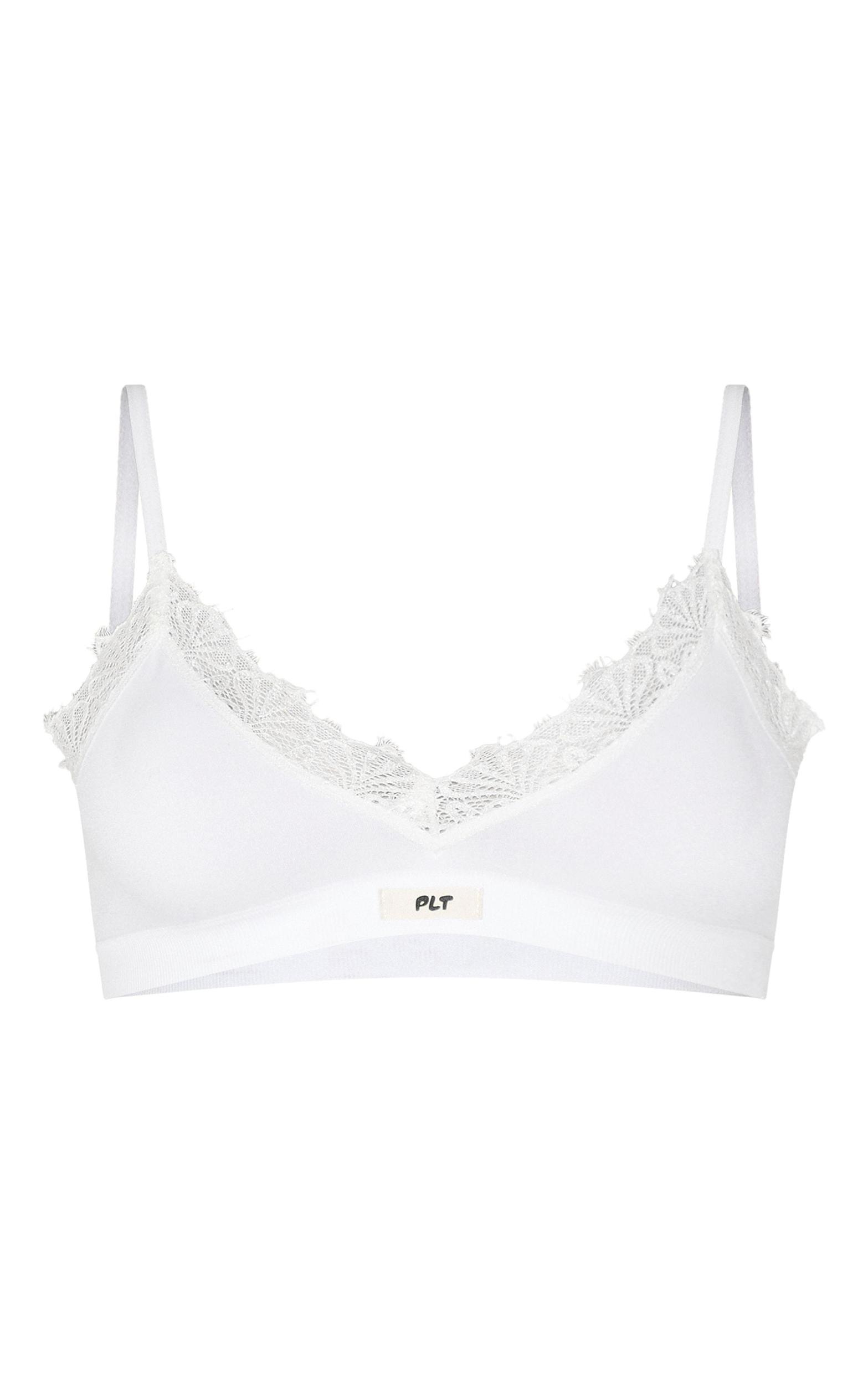 PRETTYLITTLETHING White Badge Lace Trim Bralette Product Image