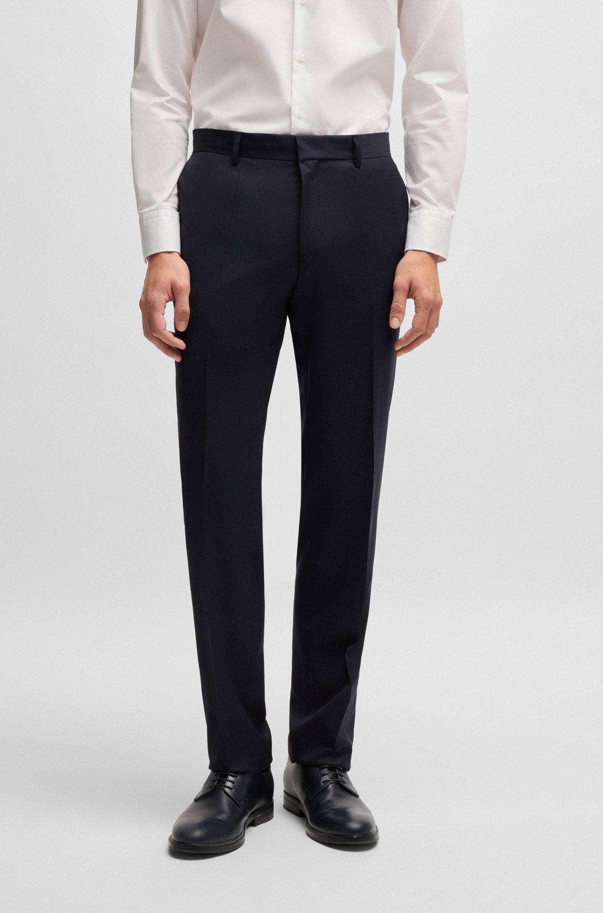 BOSS - Slim-fit three-piece suit in patterned wool - Dark Blue Product Image