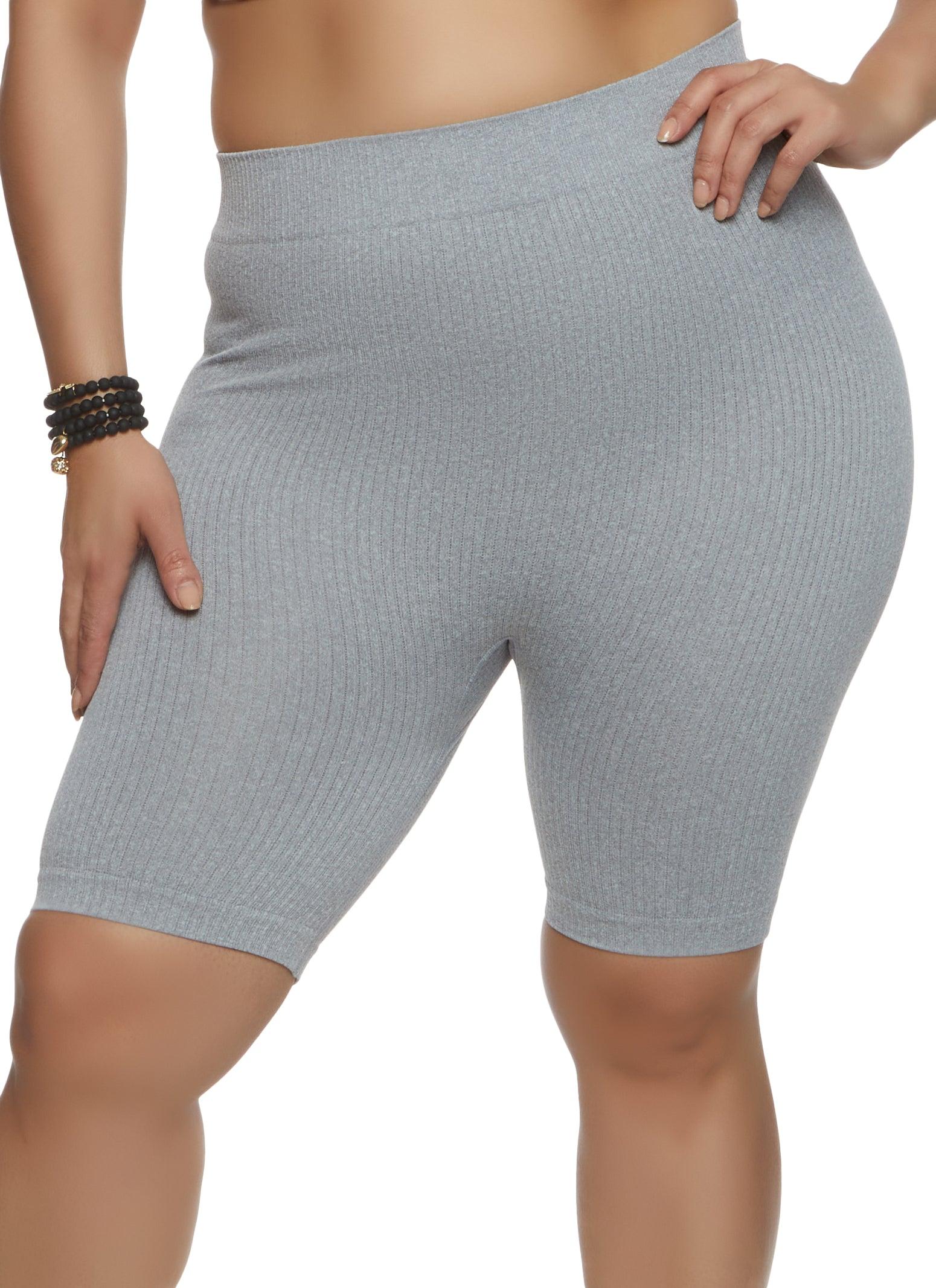 Womens Plus Size Rib Knit Seamless Biker Shorts Product Image