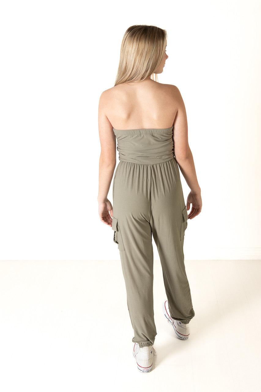 Olive Tube Cargo Jumpsuit Product Image
