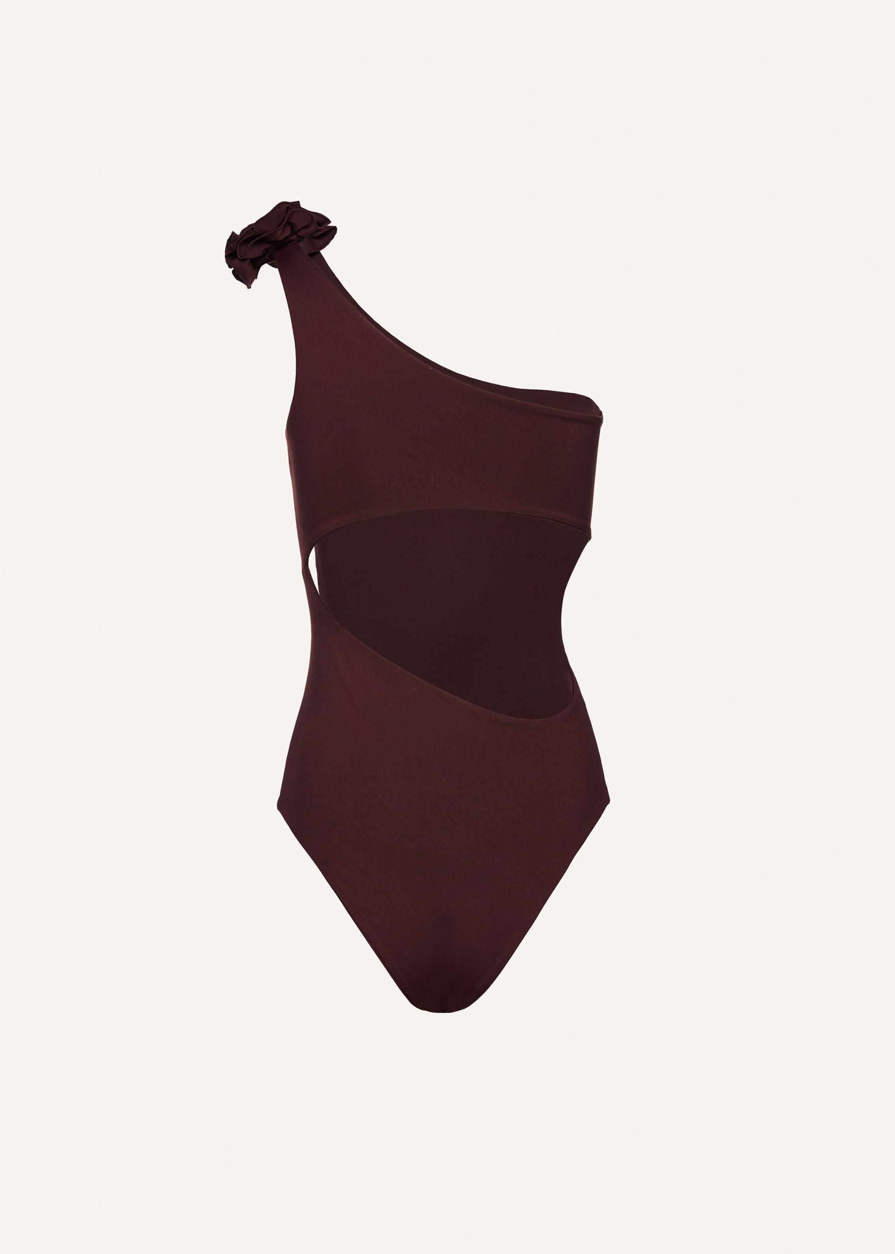 Back cutout swimsuit in brown Product Image