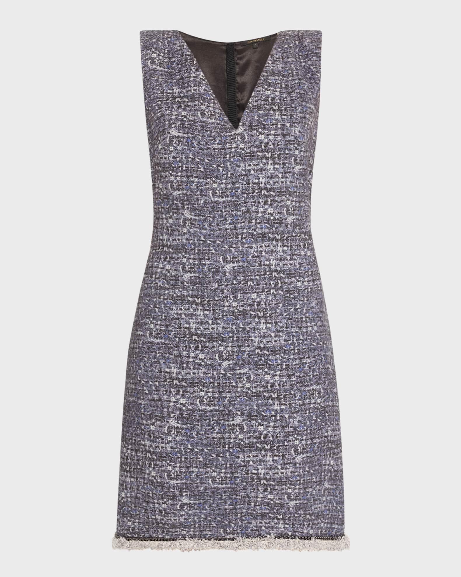 Kelly Sleeveless Fringe-Hem Boucle Mini Dress Product Image