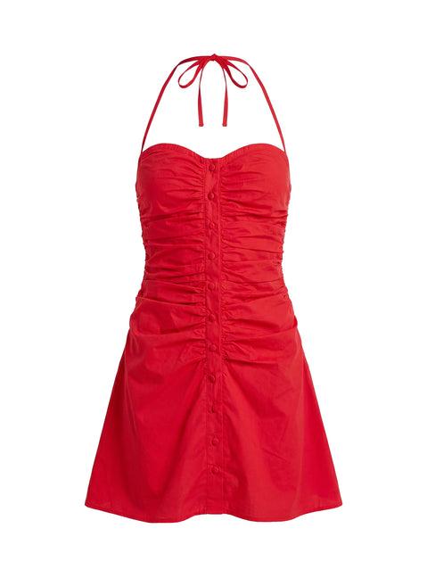 Meeley Halter Mini Dress Red Product Image