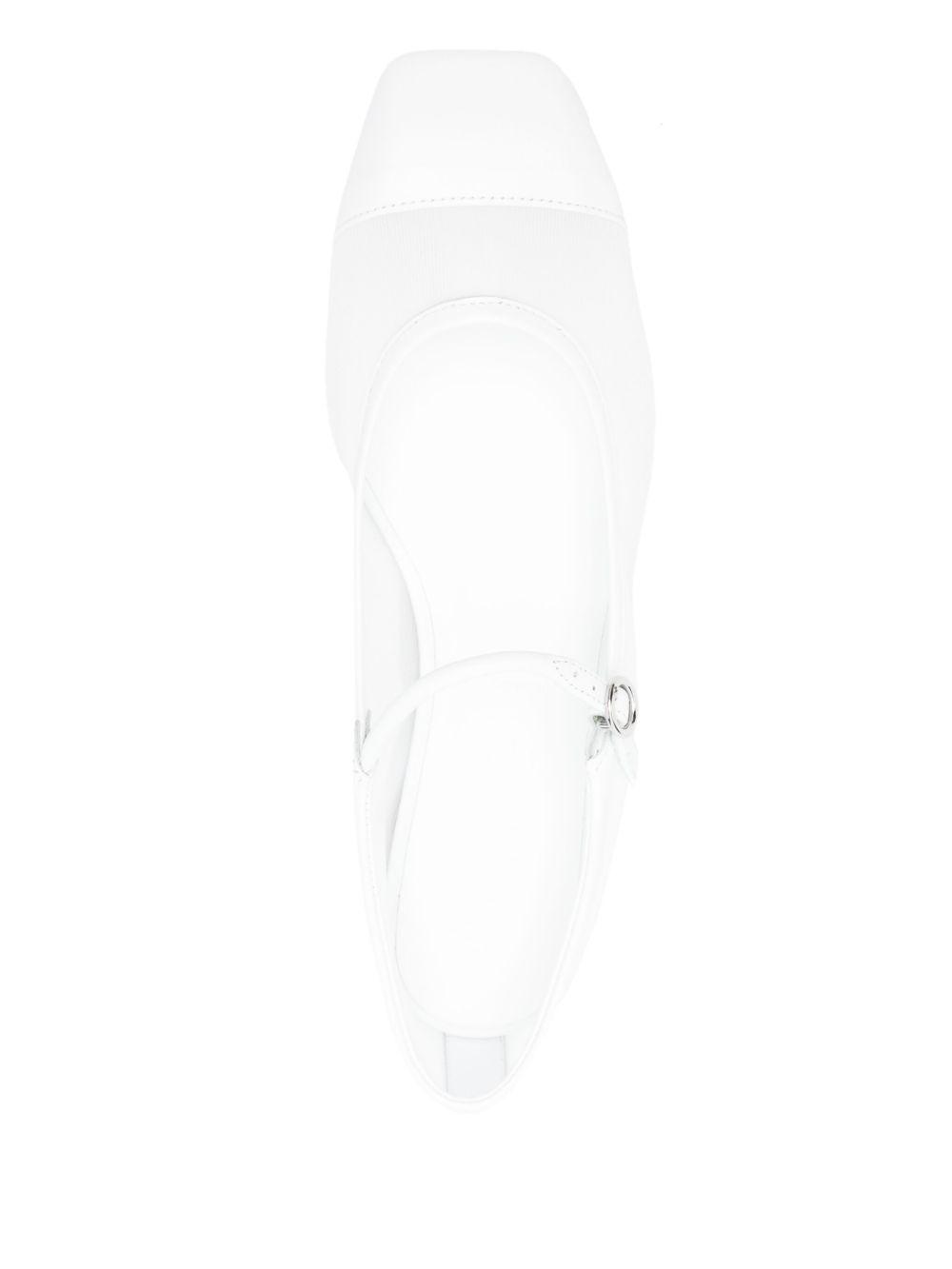 AEYDE Round Toe Ballerina Shoes With Contrast Piping In White Product Image