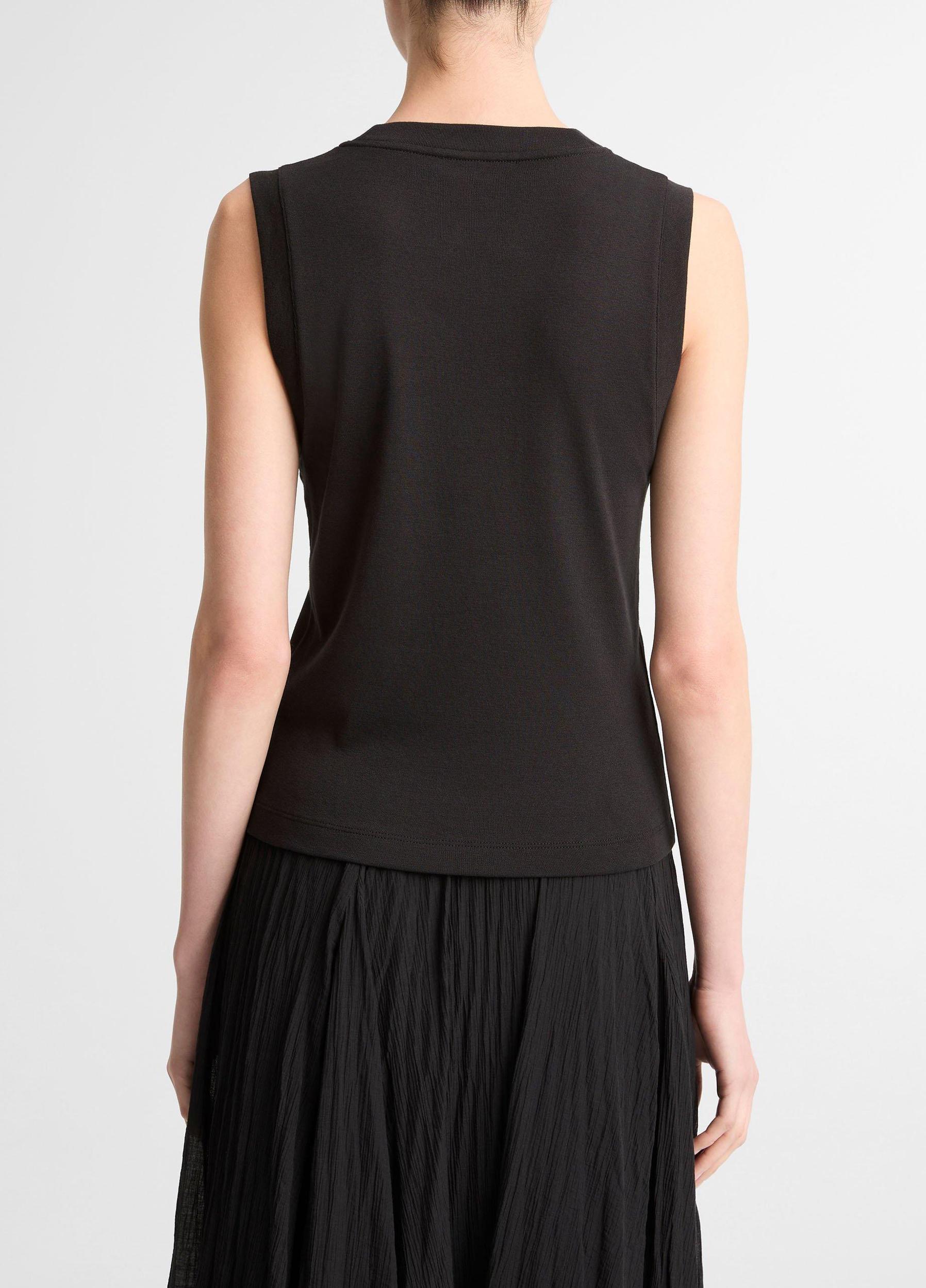 Pima Cotton-Blend High V-Neck Shell Product Image